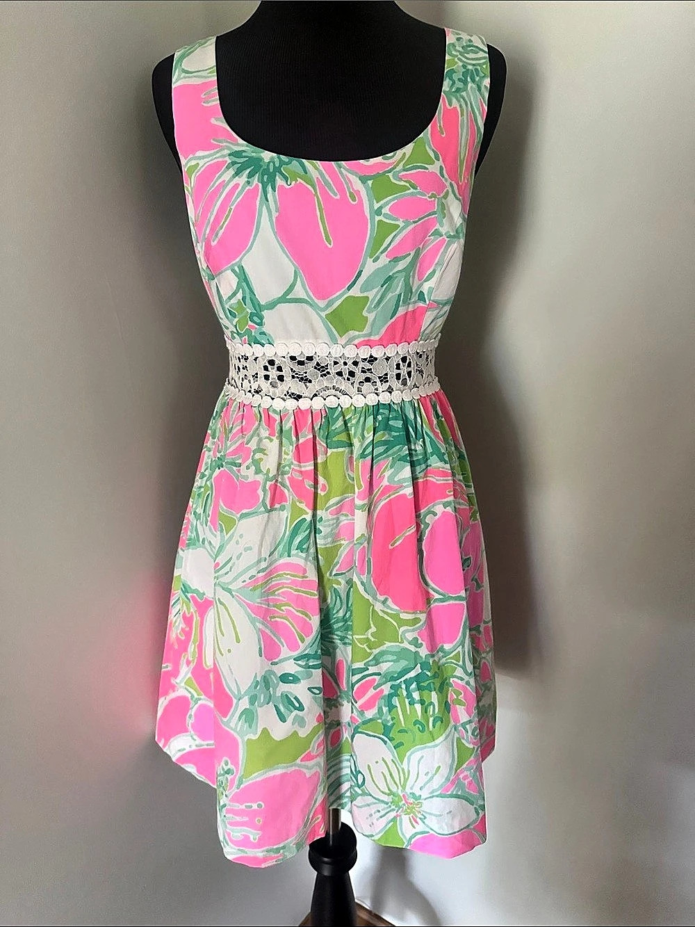 Lilly Pulitzer Raegan Dress Floral Mini Pink & Green Size 6
